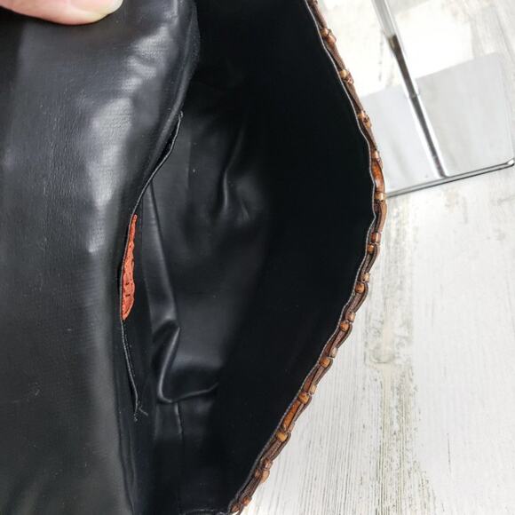 Jenny & The Boys Brown Woven Fold-Over Shoulder Bag Women's Purse - Picture 10 of 10